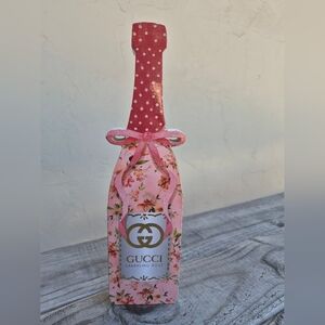 Gucci-inspired Sparkling Rose Bottle Wooden Decor